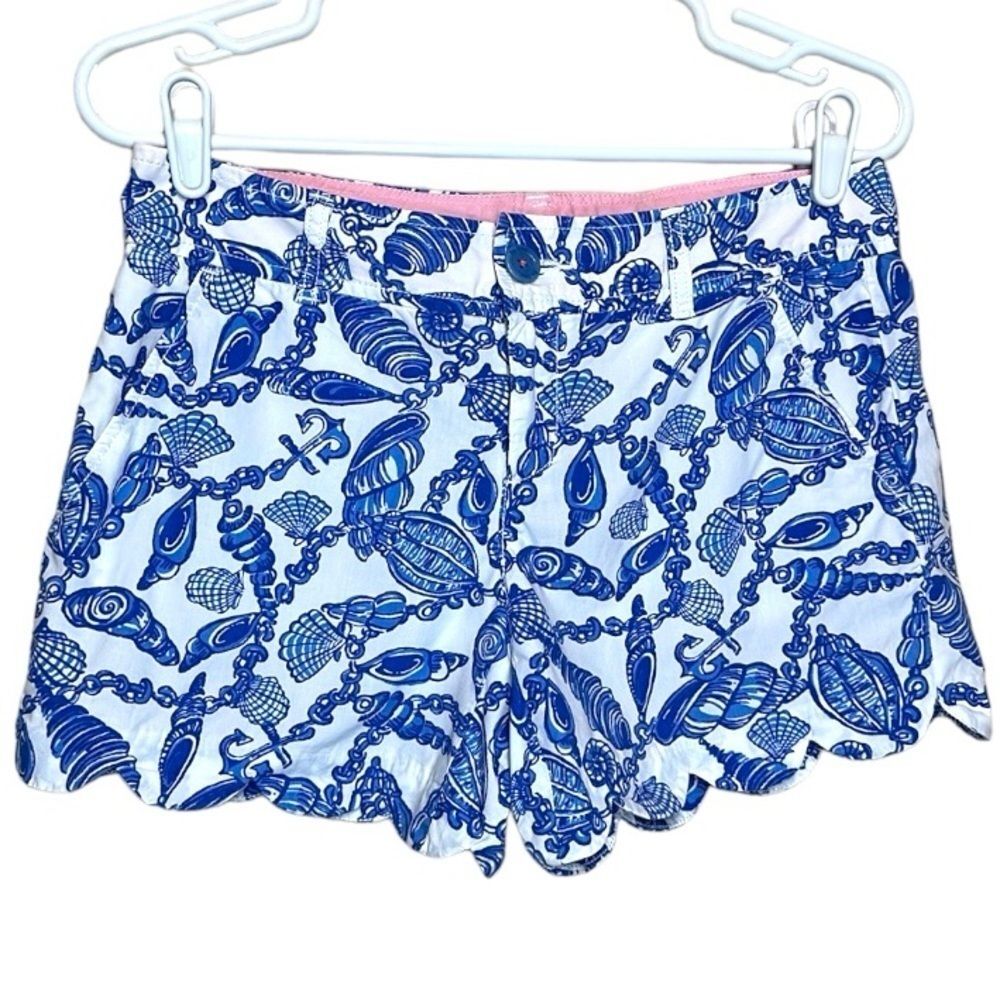 Lilly Pulitzer Buttercup Walsh Resort Shorts Seashell Print Sz 2 Coastal Resort